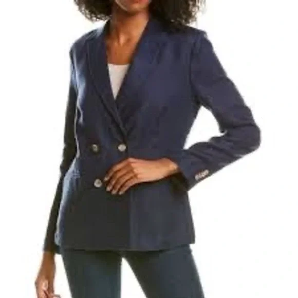 J McLaughlin Ressie Jacket Navy Double Breasted Blazer NWT Sz 8 Old Money Preppy - Picture 1 of 16